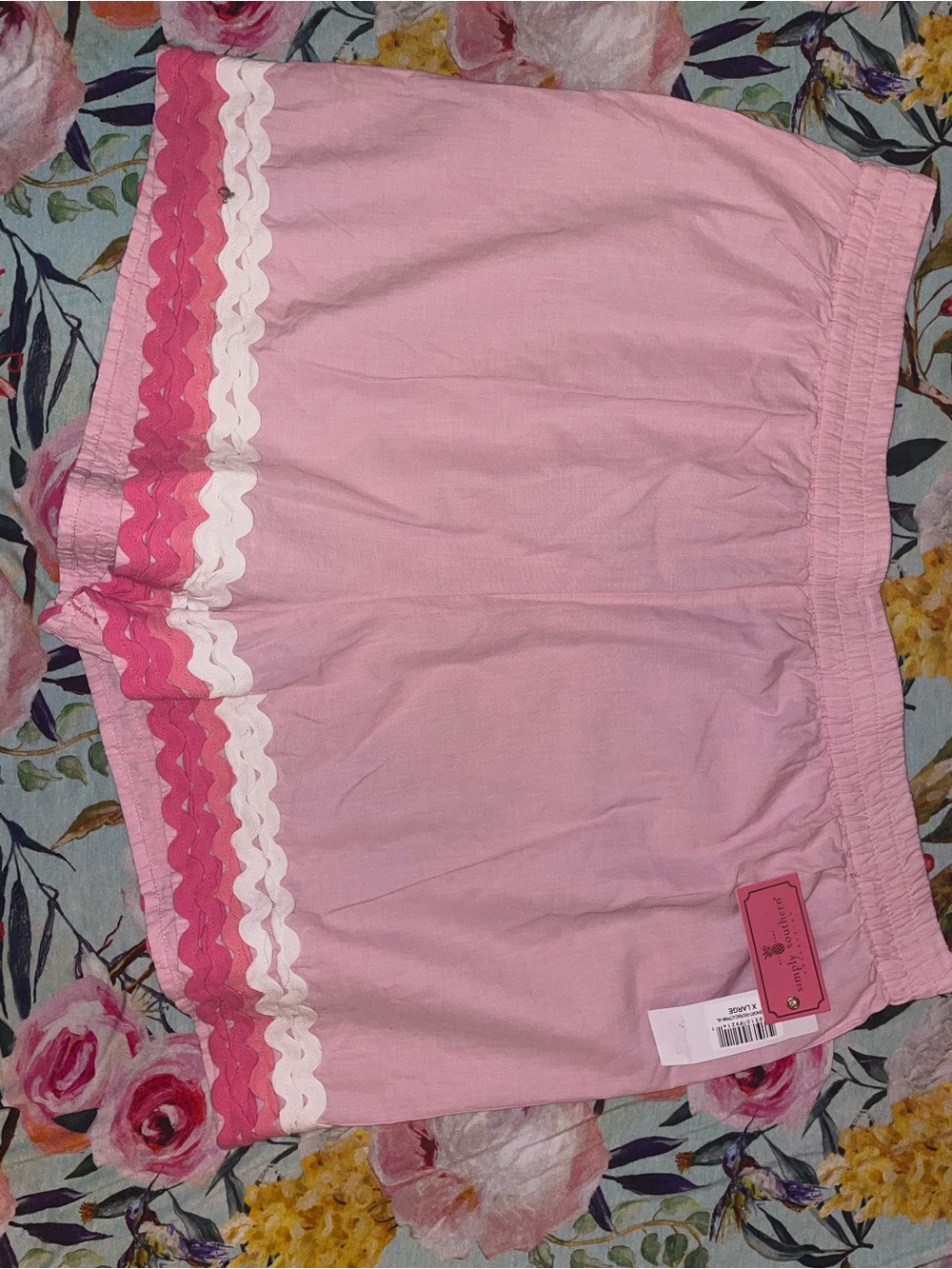 Simply Southern Pink Cotton Bermuda Shorts with Ruffle Trim